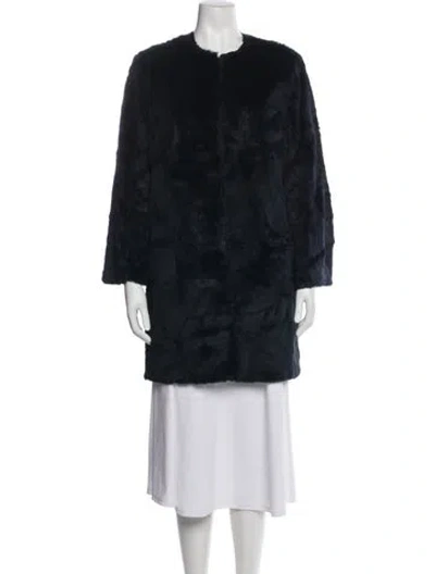 Pre-owned Max Mara Printed Fur Coat In Black
