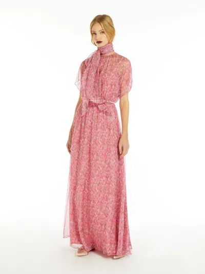 Max Mara Printed Georgette Flared Dress In Pink