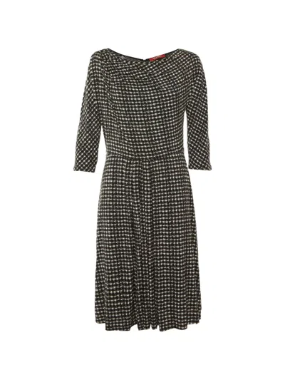 Pre-owned Max Mara Printed Jersey Midi Dress In Black