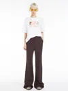 Max Mara Coffee-coloured Viscose Trousers In Optical White