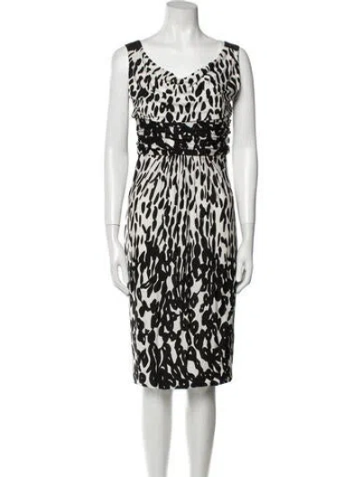 Pre-owned Max Mara Printed Knee-length Dress In Black