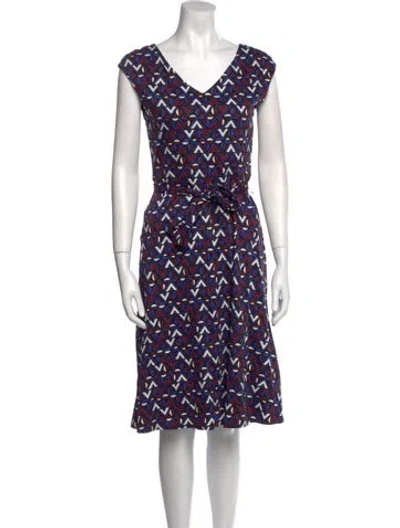 Pre-owned Max Mara Printed Knee-length Dress In Blue