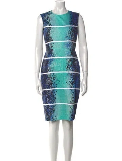 Pre-owned Max Mara Printed Knee-length Dress In Blue