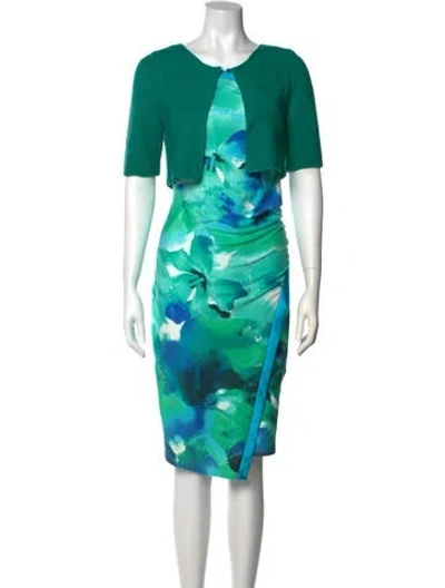 Pre-owned Max Mara Printed Knee-length Dress In Blue