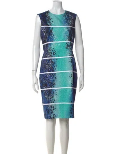 Pre-owned Max Mara Printed Knee-length Dress In Blue