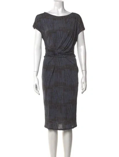 Pre-owned Max Mara Printed Knee-length Dress In Blue/grey