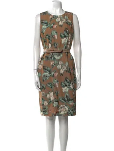 Pre-owned Max Mara Printed Knee-length Dress In Brown