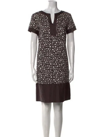 Pre-owned Max Mara Printed Knee-length Dress In Brown