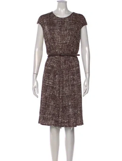 Pre-owned Max Mara Printed Knee-length Dress In Brown