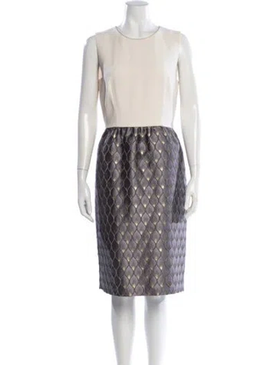 Pre-owned Max Mara Printed Knee-length Dress In Gray