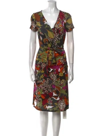Pre-owned Max Mara Printed Knee-length Dress In Green
