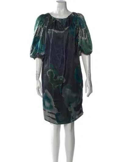 Pre-owned Max Mara Printed Knee-length Dress In Green