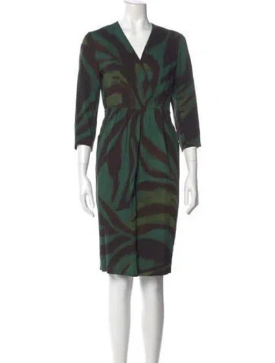 Pre-owned Max Mara Printed Knee-length Dress In Green