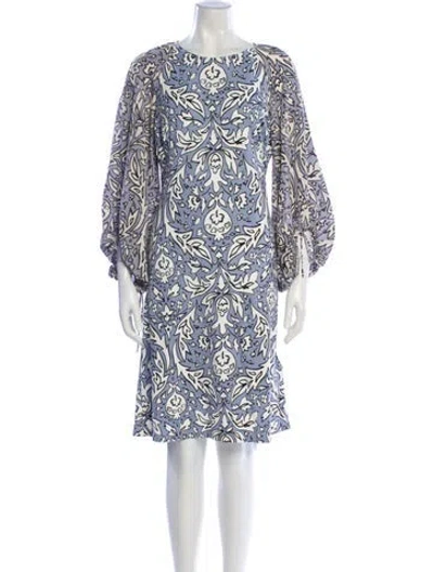 Pre-owned Max Mara Printed Knee-length Dress W/ Tags In Blue