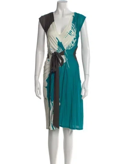 Pre-owned Max Mara Printed Knee-length Dress In White