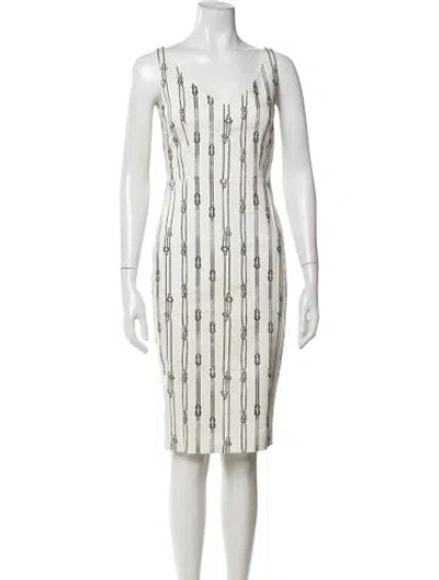 Pre-owned Max Mara Printed Knee-length Dress In White