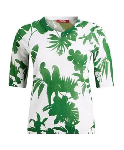 Max Mara Printed Knit Short-sleeve T-shirt In Green