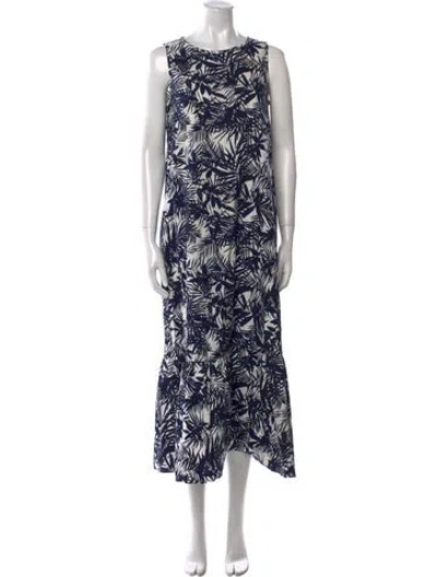 Pre-owned Max Mara Printed Long Dress In Blue