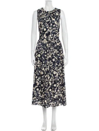 Pre-owned Max Mara Printed Long Dress In Blue