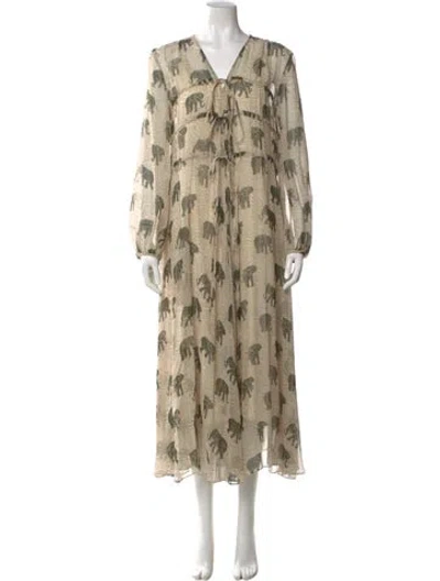 Pre-owned Max Mara Printed Long Dress In Neutral