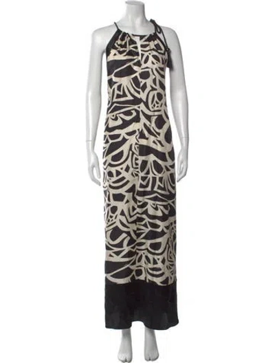 Pre-owned Max Mara Printed Long Dress In Neutral