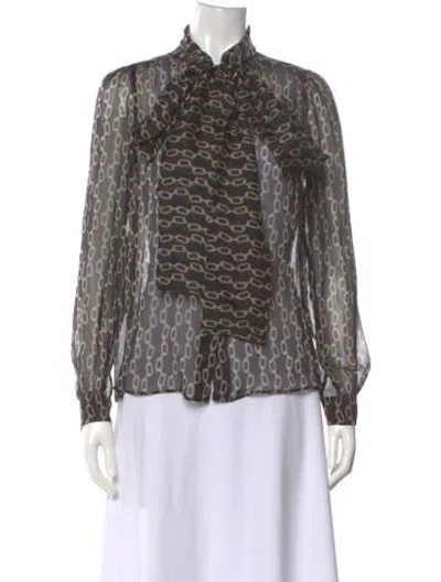 Pre-owned Max Mara Printed Long Sleeve Blouse In Multi