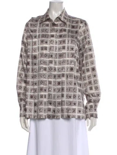 Pre-owned Max Mara Printed Long Sleeve Blouse In Neutral