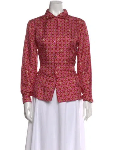 Pre-owned Max Mara Printed Long Sleeve Blouse In Red