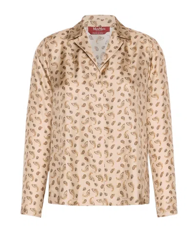 Max Mara Printed Long-sleeved Shirt In Gold