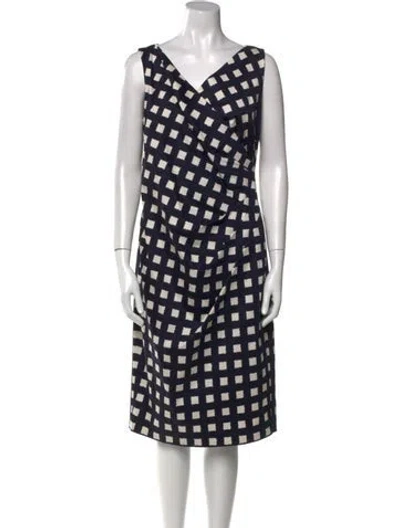 Pre-owned Max Mara Printed Midi Length Dress In Blue