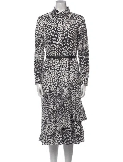 Pre-owned Max Mara Printed Midi Length Dress In Blue