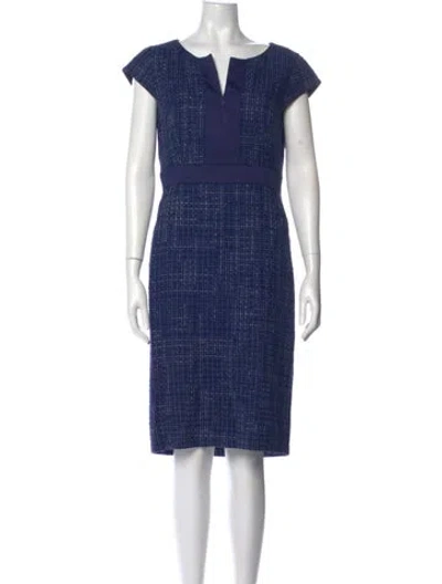 Pre-owned Max Mara Printed Midi Length Dress In Blue