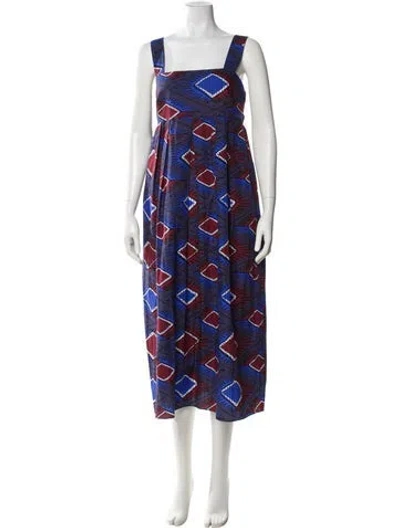 Pre-owned Max Mara Printed Midi Length Dress In Blue