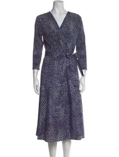 Pre-owned Max Mara Printed Midi Length Dress In Blue