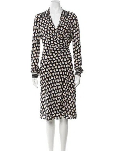Pre-owned Max Mara Printed Midi Length Dress In Blue