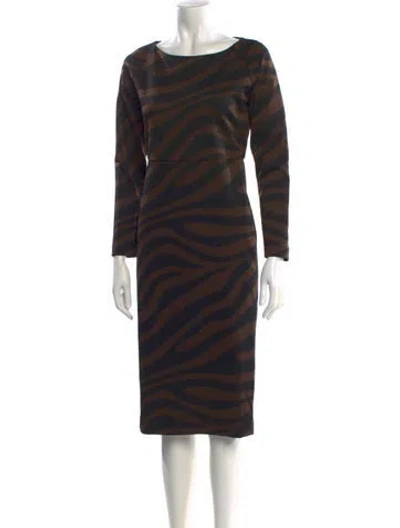 Pre-owned Max Mara Printed Midi Length Dress In Brown