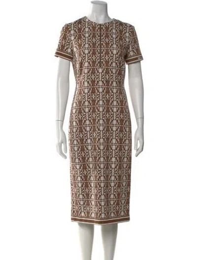 Pre-owned Max Mara Printed Midi Length Dress In Brown