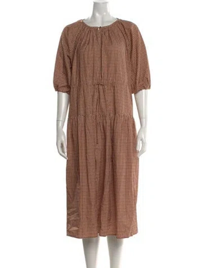 Pre-owned Max Mara Printed Midi Length Dress In Brown