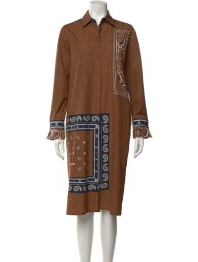 Pre-owned Max Mara Printed Midi Length Dress In Brown