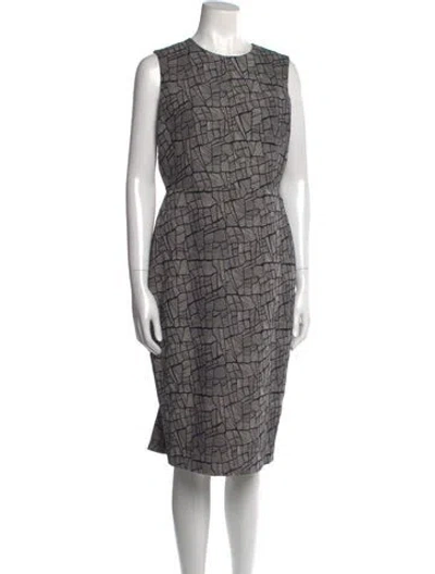 Pre-owned Max Mara Printed Midi Length Dress In Gray