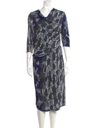 Pre-owned Max Mara Printed Midi Length Dress In Gray