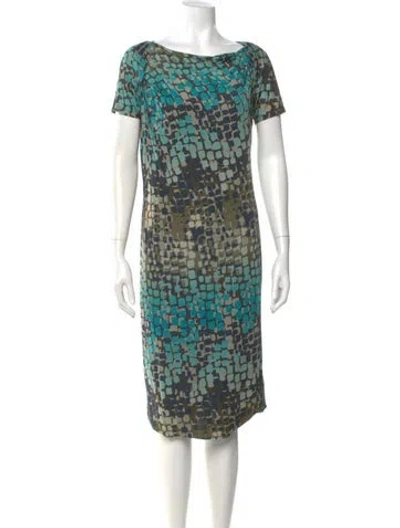 Pre-owned Max Mara Printed Midi Length Dress In Green