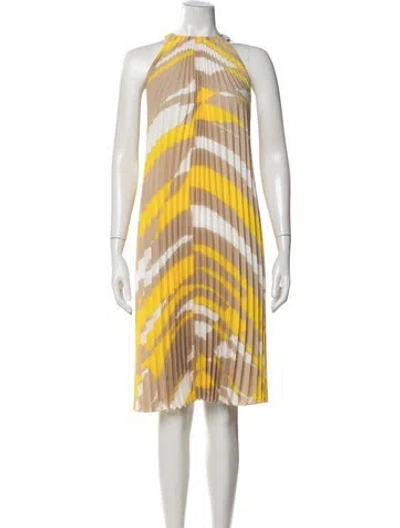 Pre-owned Max Mara Printed Midi Length Dress In Neutrals/yellow