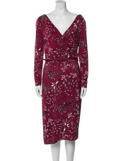 Pre-owned Max Mara Printed Midi Length Dress In Red