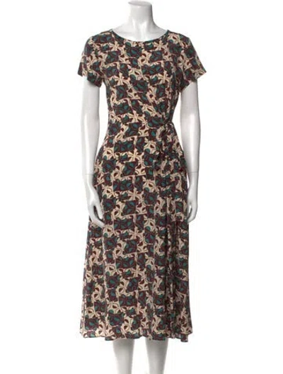 Pre-owned Max Mara Printed Midi Length Dress In White