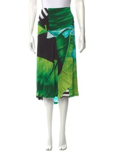 Pre-owned Max Mara Printed Midi Length Skirt In Green