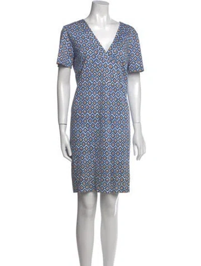 Pre-owned Max Mara Printed Mini Dress In Blue