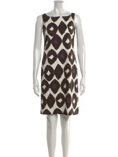 Pre-owned Max Mara Printed Mini Dress In Brown