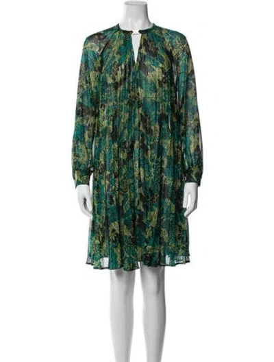 Pre-owned Max Mara Printed Mini Dress In Green