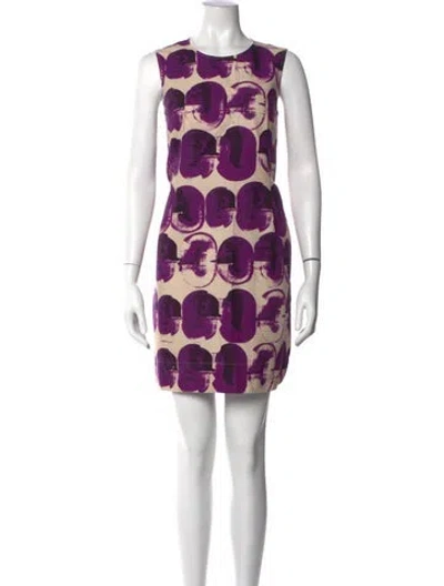 Pre-owned Max Mara Printed Mini Dress In Purple